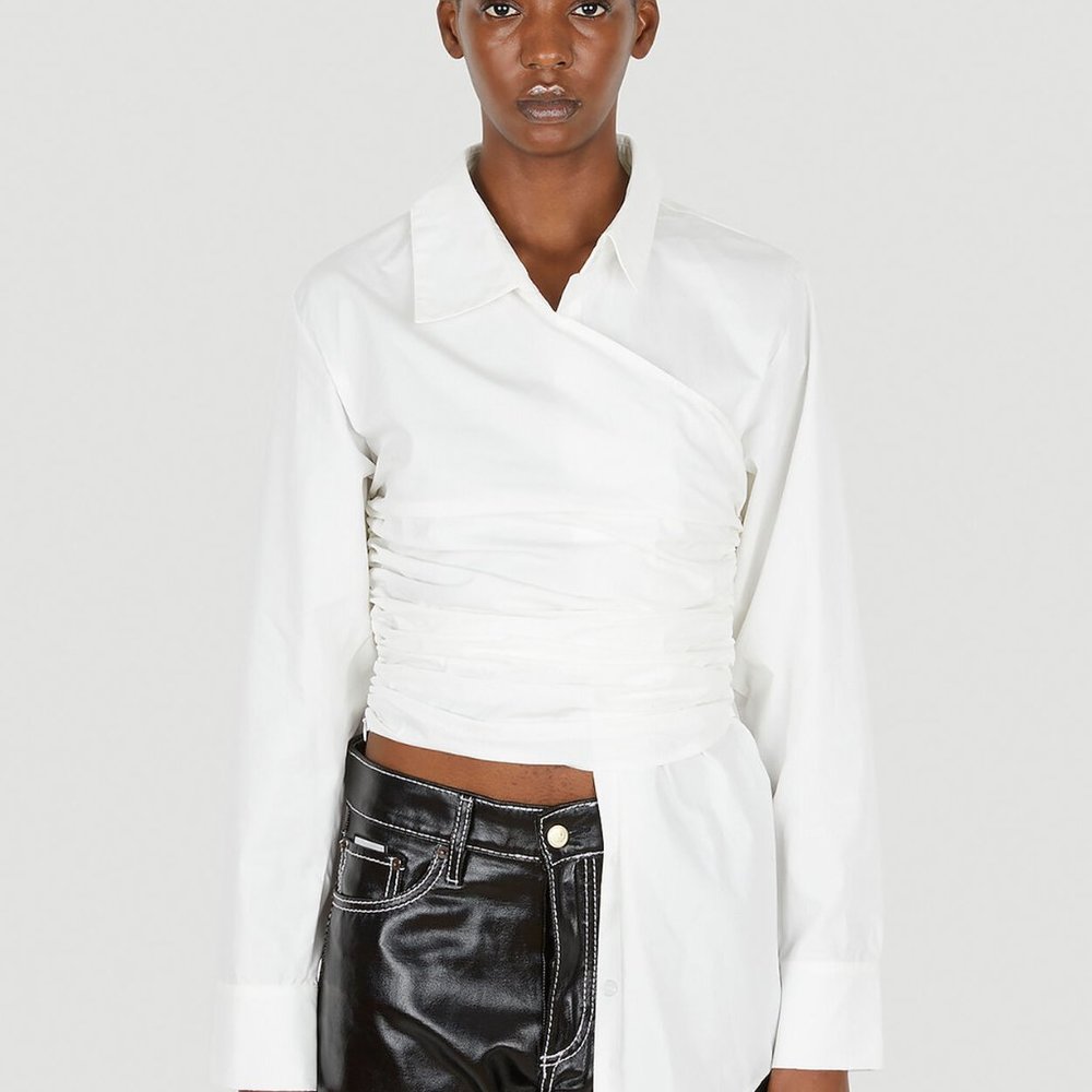 Elleme White Draped Asymmetric Cotton Shirt Size 40